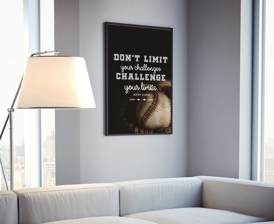 Don't Limit Your Challenges Baseball Motivational Quote Wall Art - Image 4