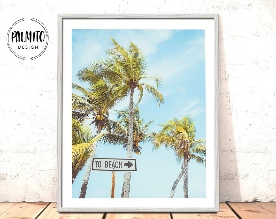 Palm Trees Tropical Beach Sign Art Print