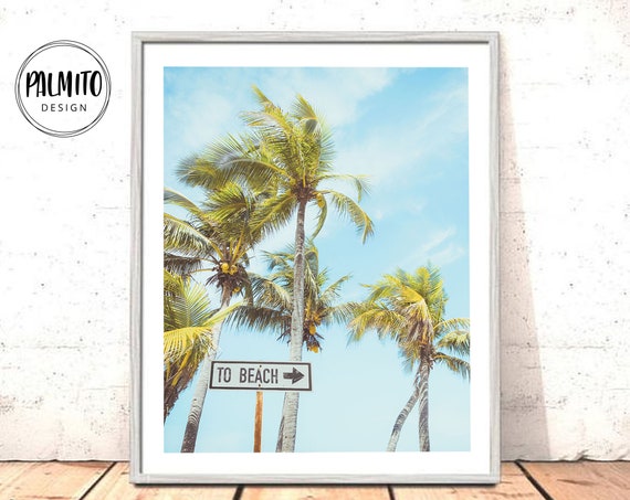 Palm Trees Tropical Beach Sign Art Print