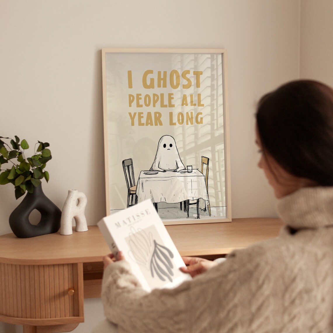 Funny Ghost Wall Art Halloween Ghost Decor Ghost Art Cute Halloween Decor Spooky Funny Wall Art Ghost Print - Image 3