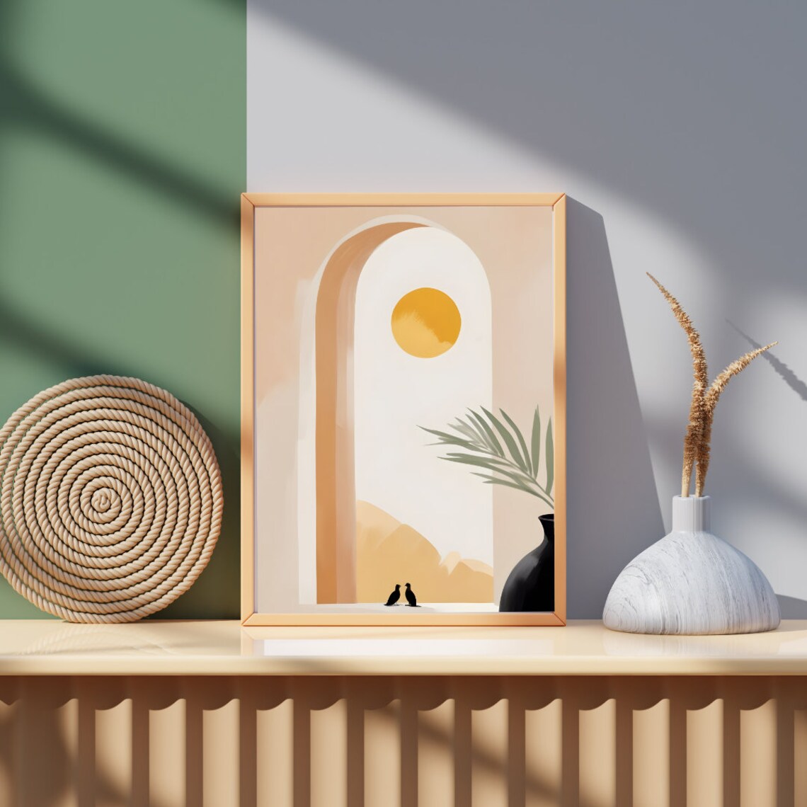 Minimalist Landscape With A Large Yellow Sun - Image 3