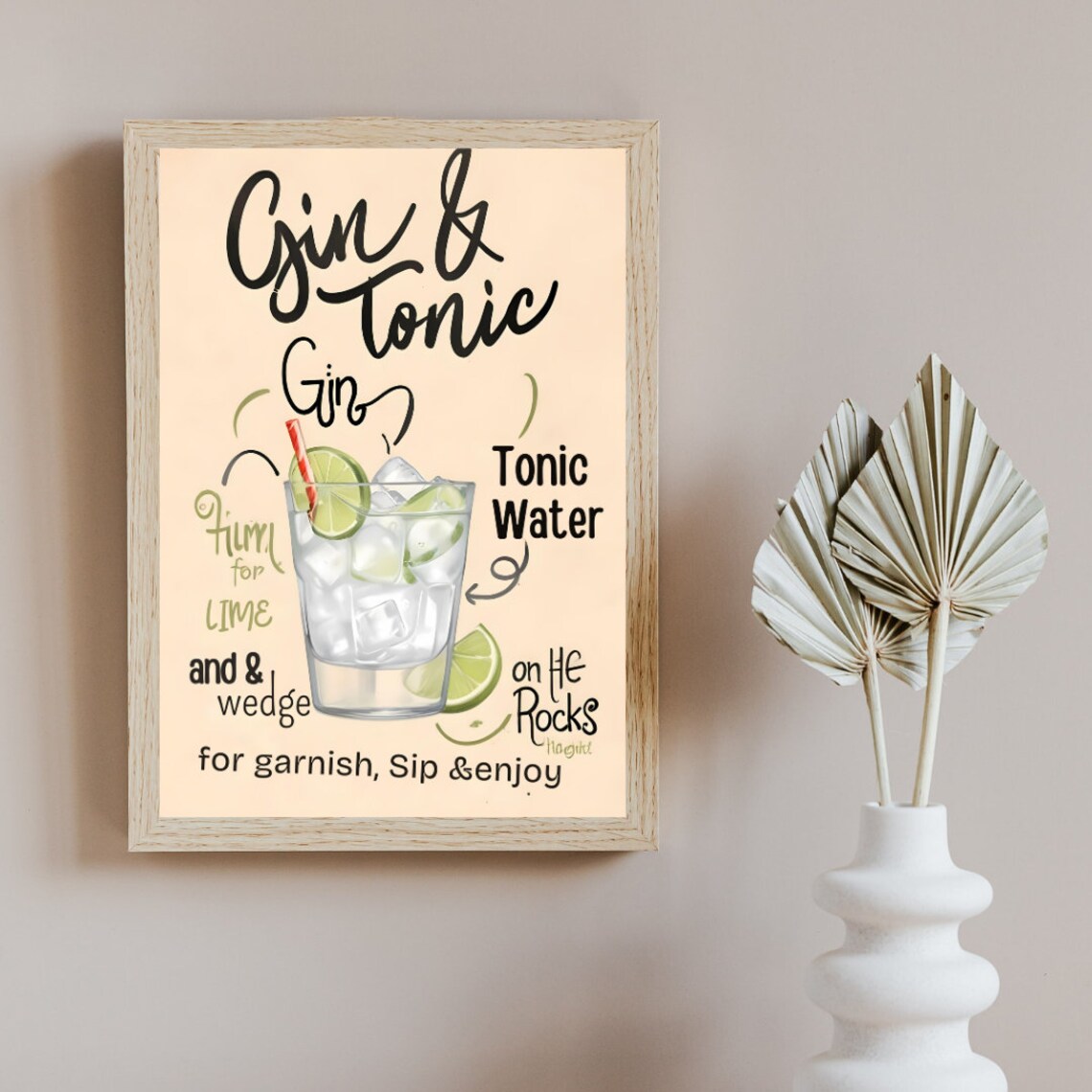 Gin Tonic Minimalist Bar Decor, Wall Art Print - Image 4