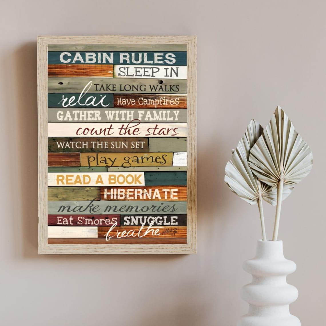 Cabin Rules Minimalist Poster, Rustic Cabin Decor - Image 2