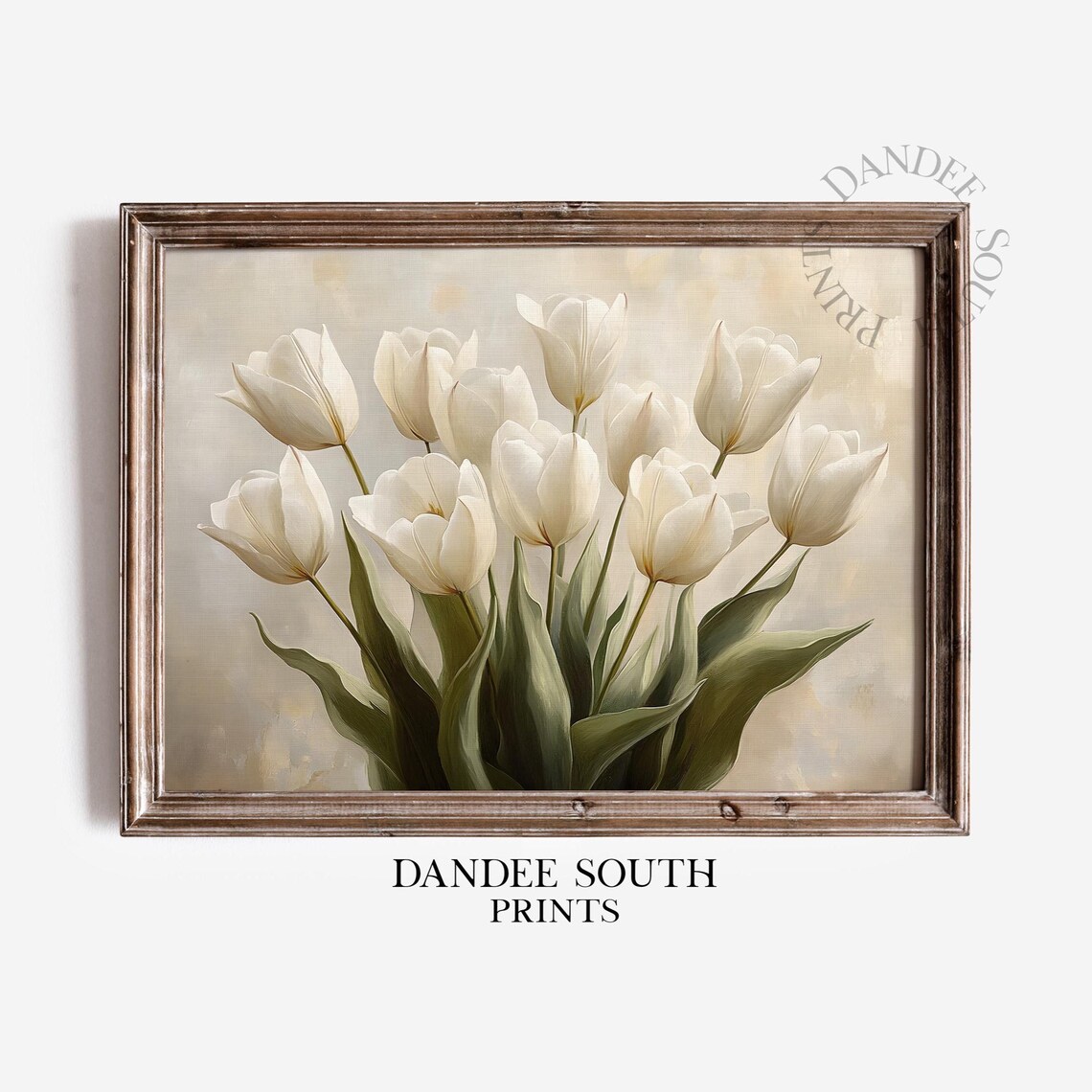 White Tulips Art Print, Rustic Farmhouse Decor