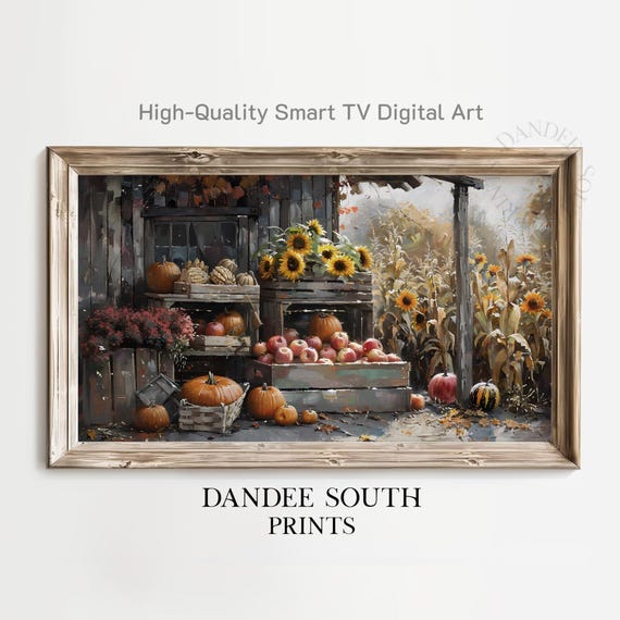 Fall Farmers Market Tv Art For Framestyle Tvs Smart Rustic Pumpkins Sunflowers Cozy Autumn Harvest Decor Tv117