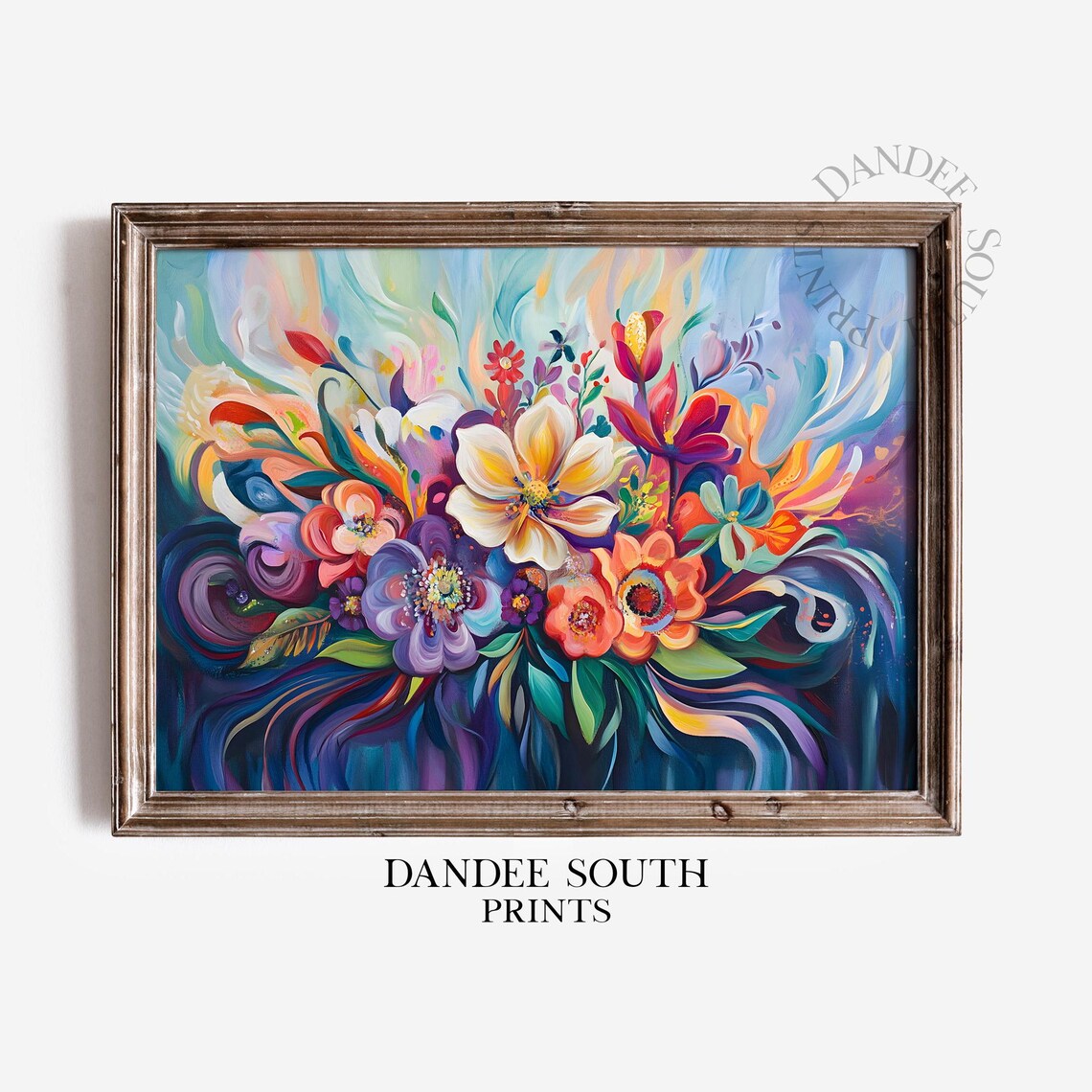 Bright Abstract Flower Botanical Print Spring Summer Floral Art Modern Wall Colorful Flowers 240