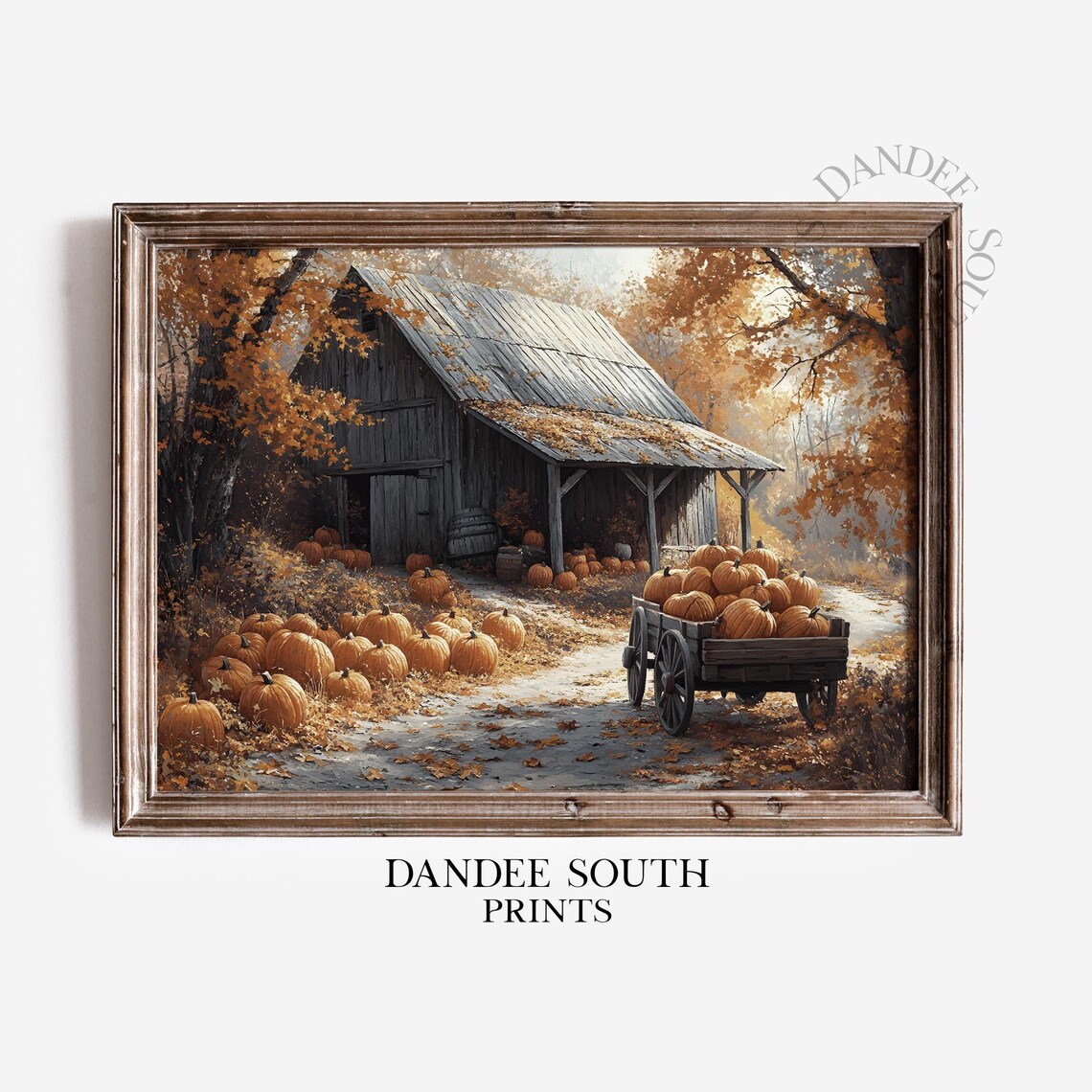 Rustic Fall Barn Farmhouse Pumpkins Wall Art Print