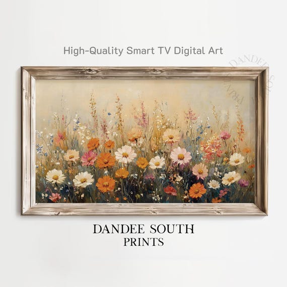 Fall Wildflowers Tv Art For Frame Smart Autumn Floral Painting Vintage Style Flowers Display Tv046