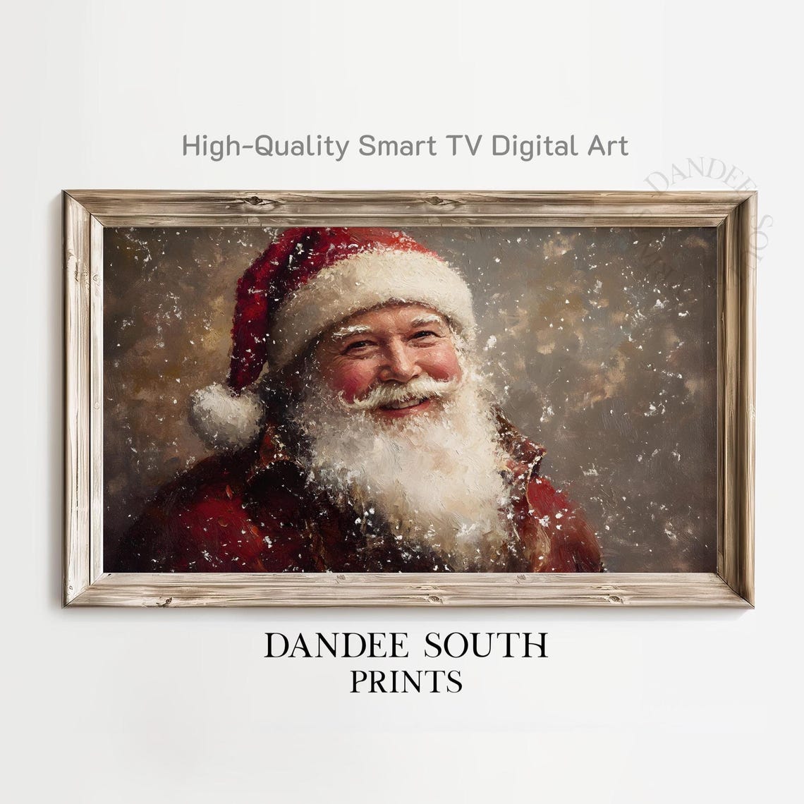 Laughing Vintage Santa Claus Snow Falling Christmas Wall Art