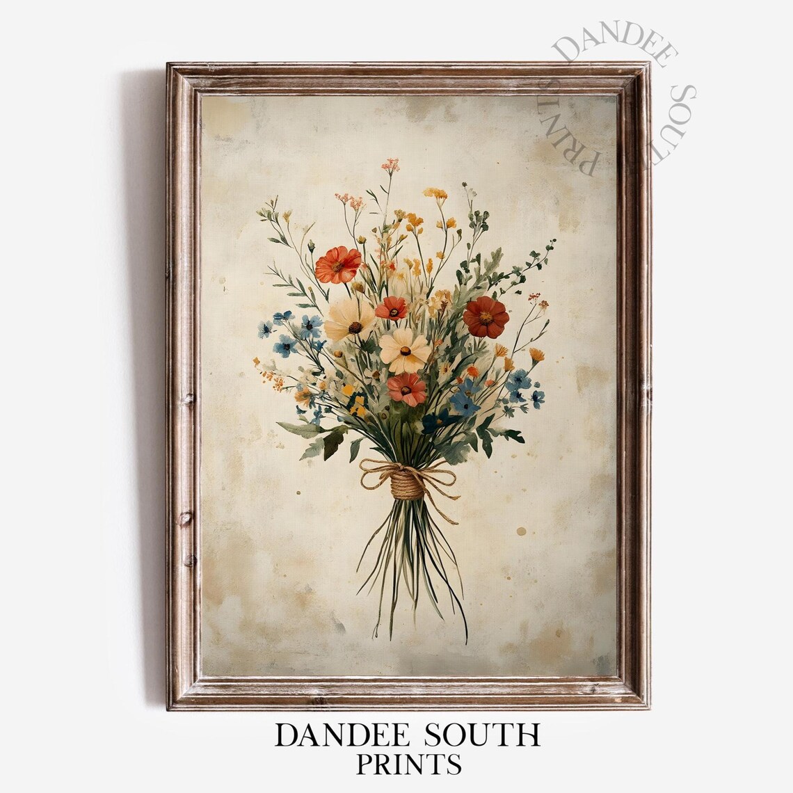 Fall Wildflowers Bouquet Vintage Floral Art Print