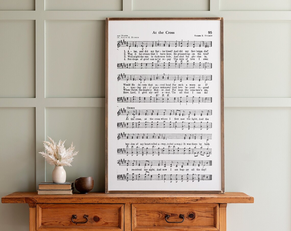 At The Cross Hymn Lyric Art Print, Music Sign