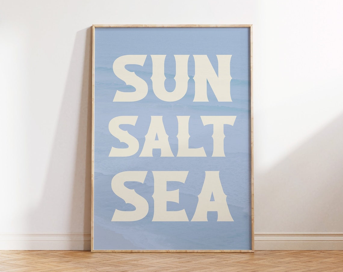 Sun Salt Sea Beach Coastal Cream Type Ocean Blue Wall Poster