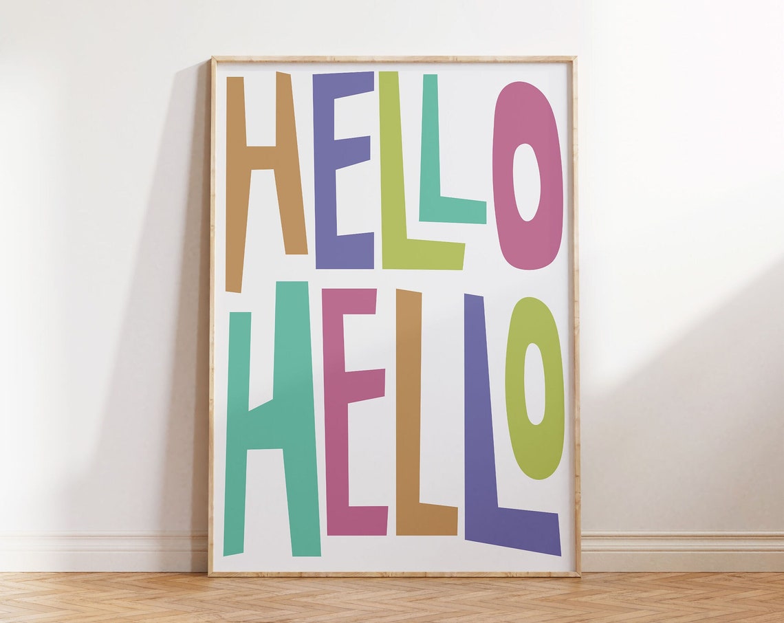 Hello Hello Fun Colorful Chunky Letters Happy Typography Poster