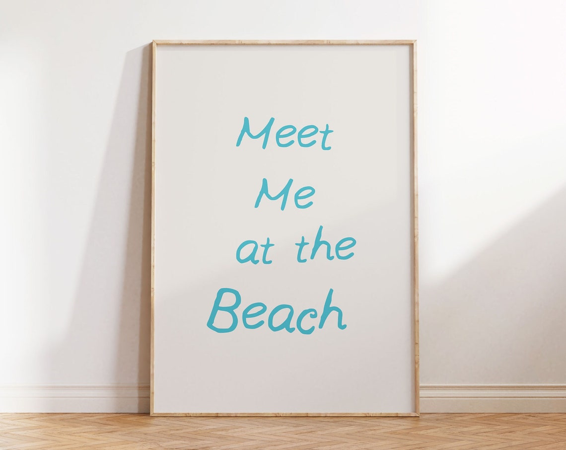 Meet Me at the Beach Turquoise Script Coastal Ocean Quote Poster - Image 4