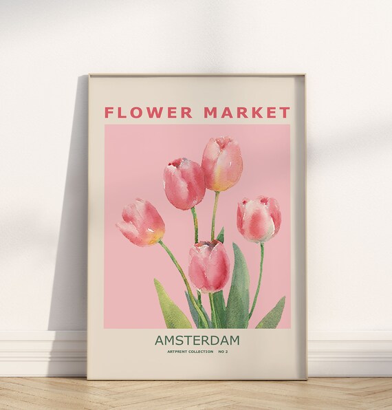 Tulip Flower Market Print Amsterdam Botanical Art