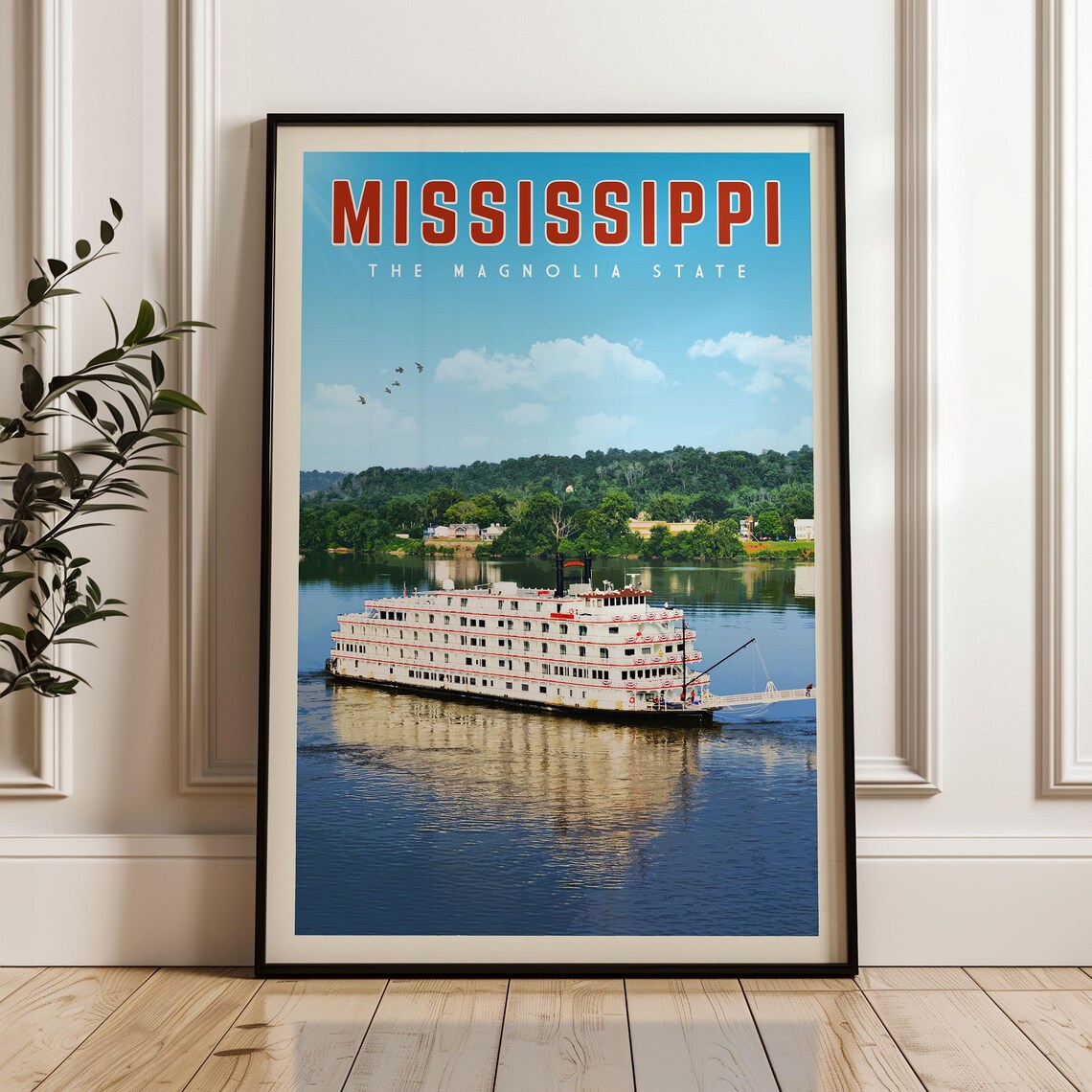 Mississippi Travel Poster Print Wall Art Canvas Gift Map Jackson Postcard