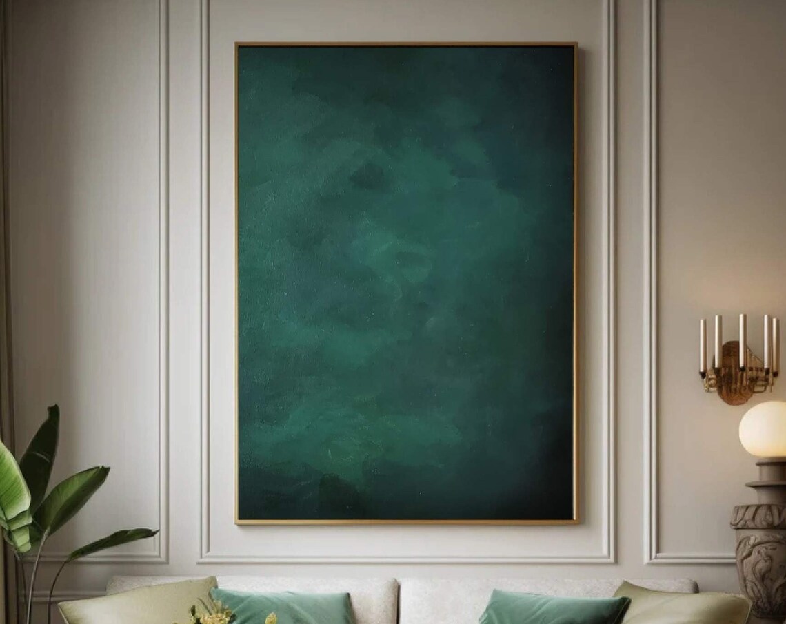 Pure Green Abstract Painting, Minimalist Wall Art