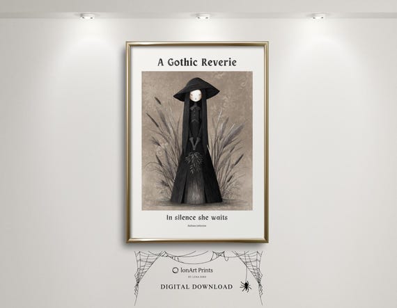 Halloween Gothic Girl Wall Art Seasonal Festive Spooky Poster Black Witchy Artwork Haunted Season Home Decor