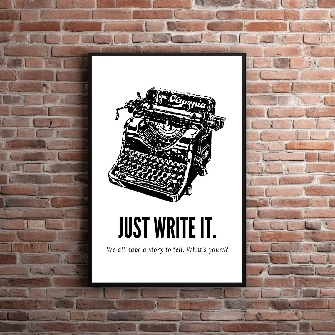 Just Write It Olympia Typewriter Motivational Quote Wall Art - Image 3