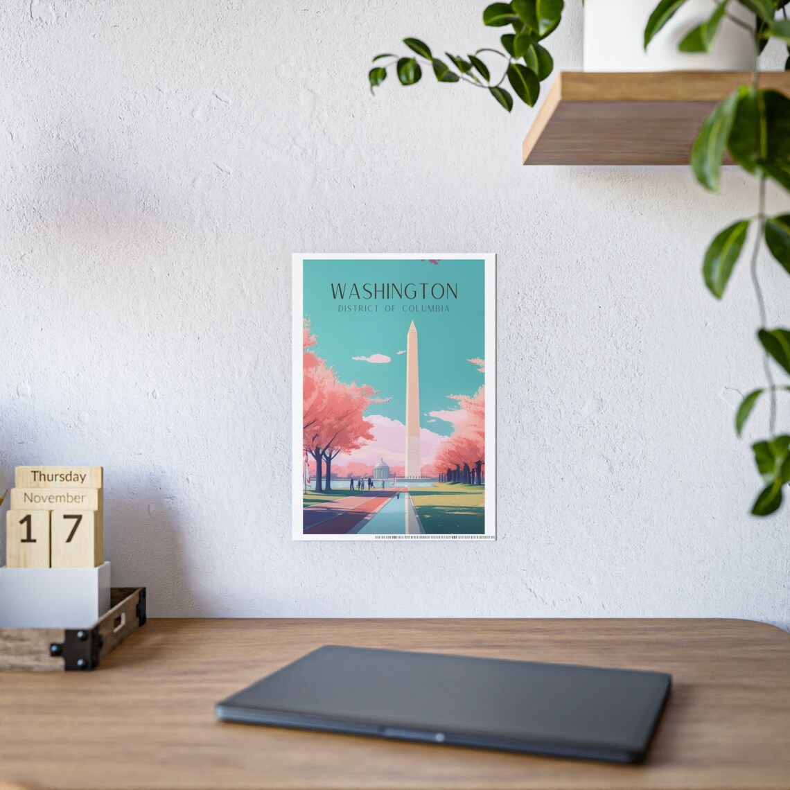 Washington Art Deco Travel Poster, Washington Monument - Image 3
