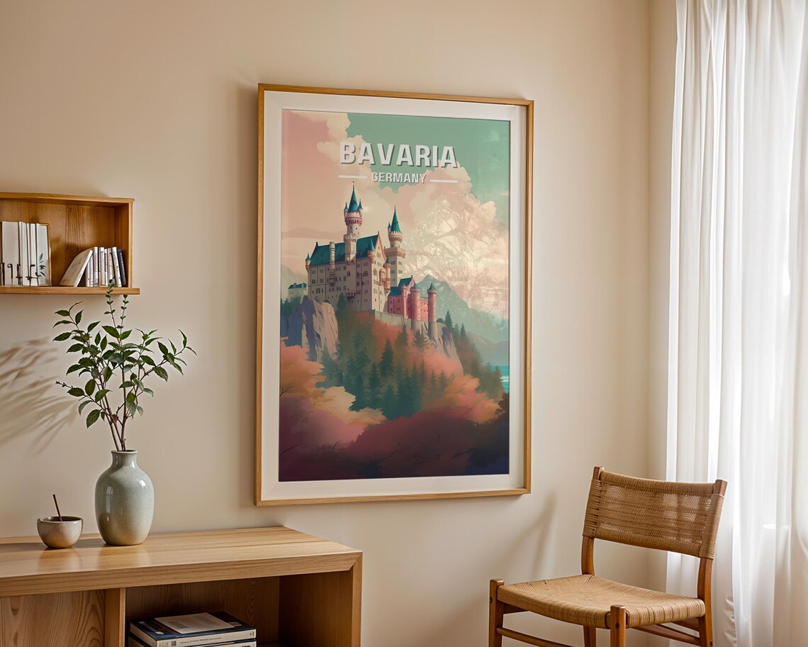 Neuschwanstein Castle Retro Bavaria Travel Poster - Image 2
