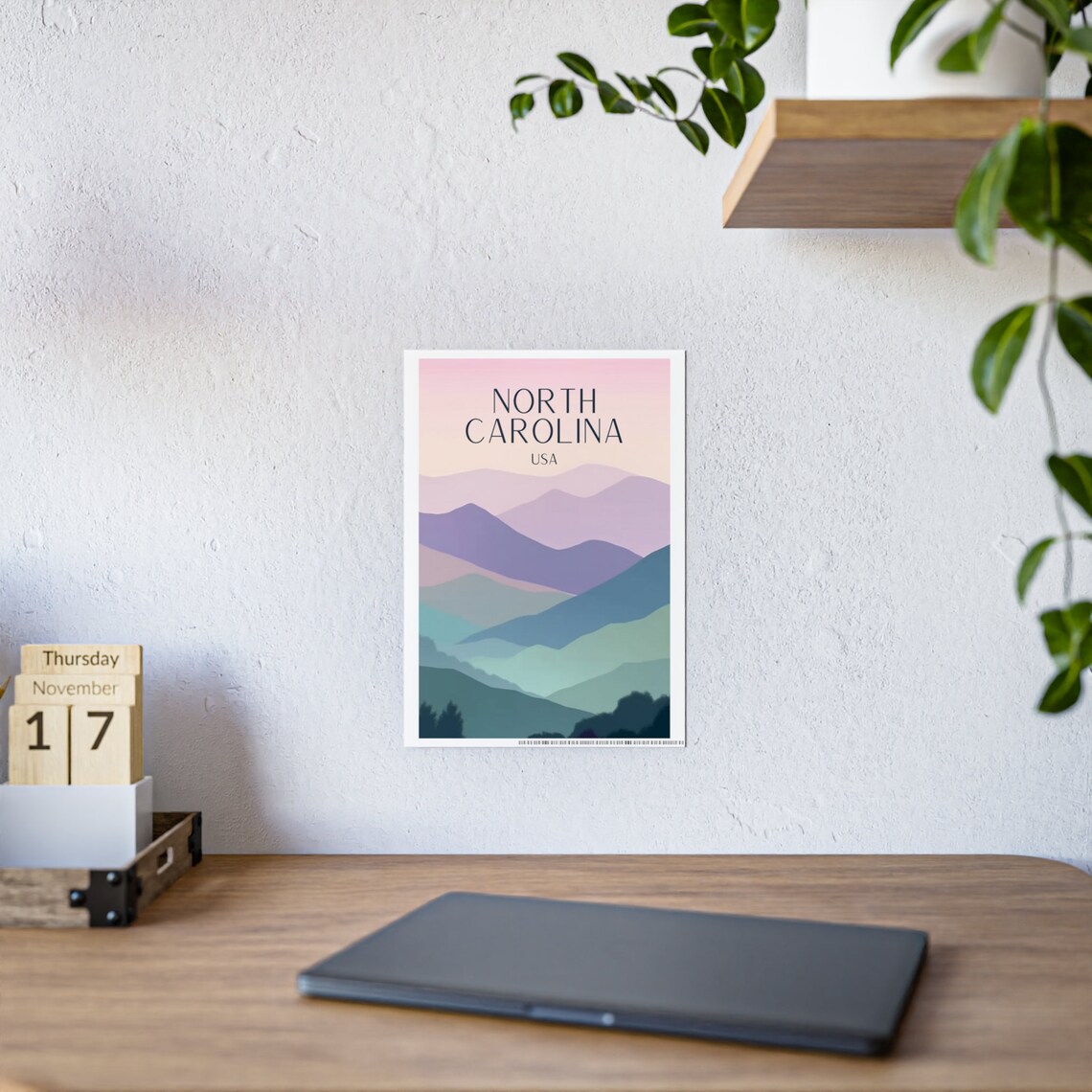 North Carolina Travel Poster, Mountain Landscape - Image 3