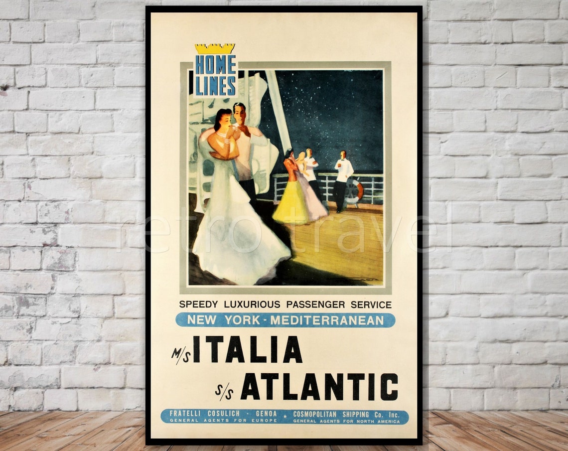 Home Lines Italia Atlantic New York Mediterranean Ship Poster