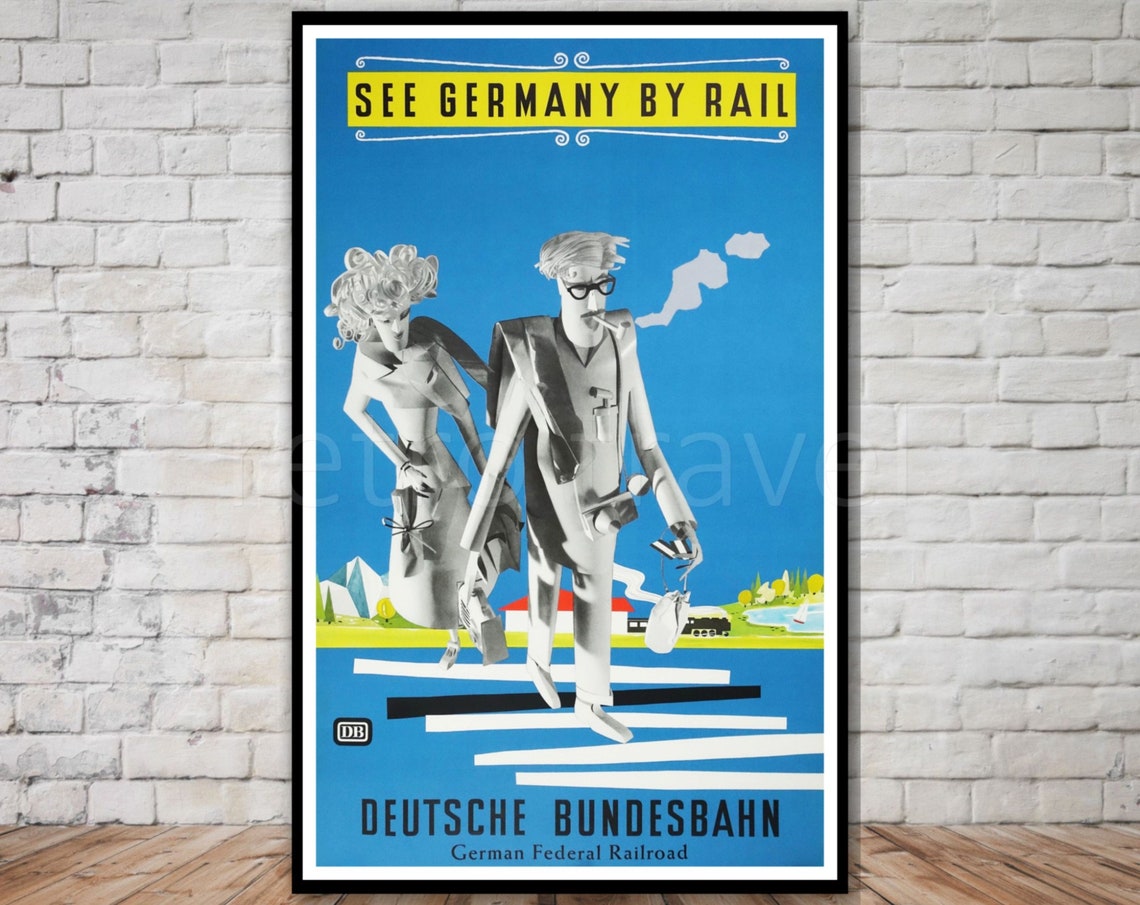 See Germany By Rail Deutsche Bundesbahn Vintage German Railway Poster