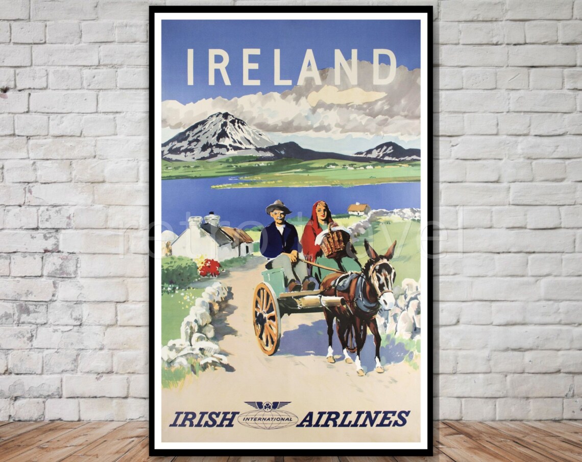 Ireland Vintage Travel Poster, Retro Travel Print