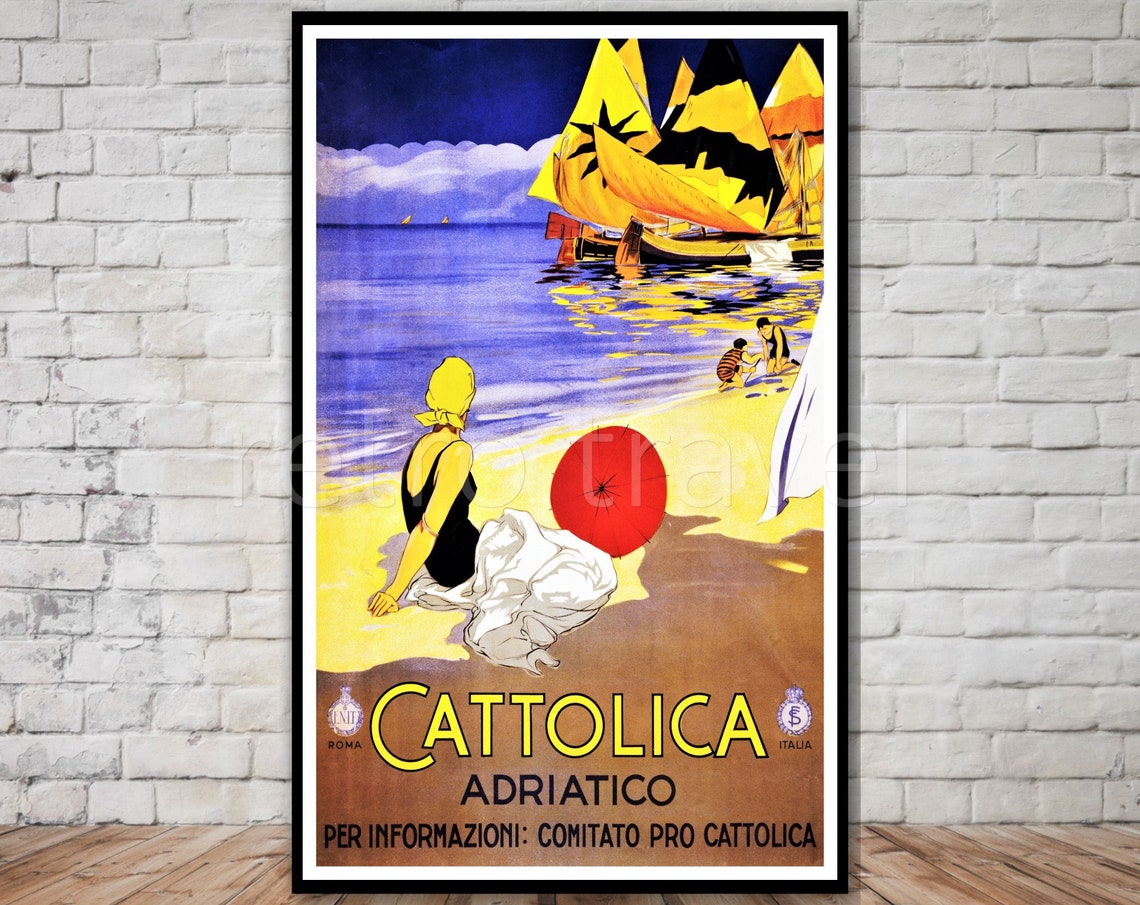 Italy Travel Poster Cattolica Adriatic Sea Instant Italian Travel Poster Italian Beach 10x16 11x17 12x18 Printables