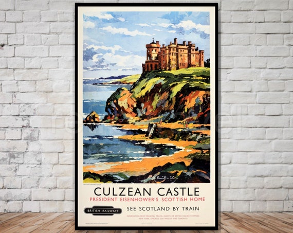 Culzean Castle Scotland Travel Poster Instant President Eisenhowers Scottish Home British Railways Retro Travel Print