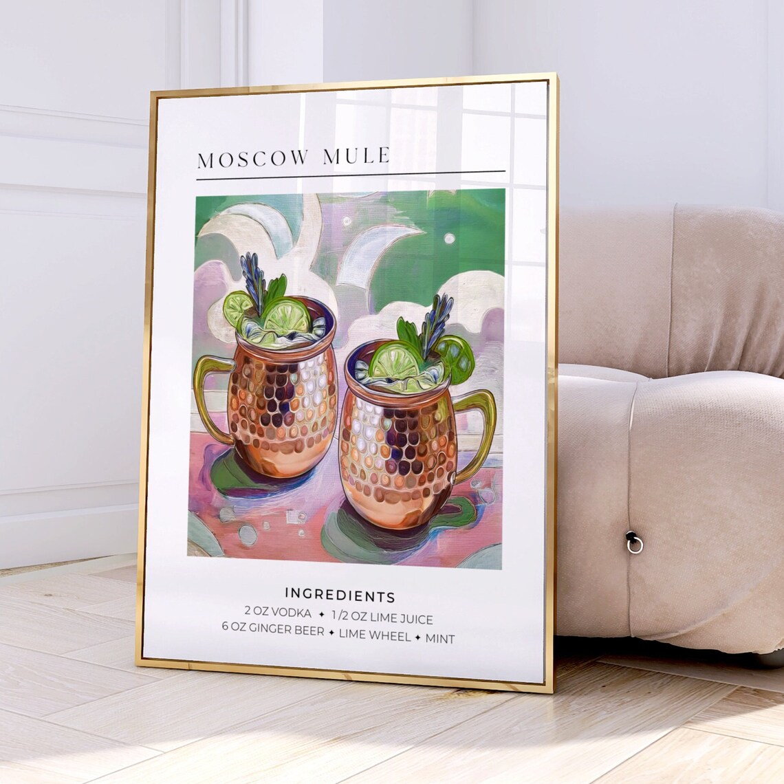Moscow Mule Trendy Cocktail Poster, Retro Maximalist Decor