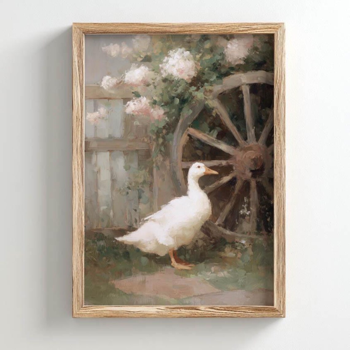 White Goose Poster, Cottagecore Vintage Style