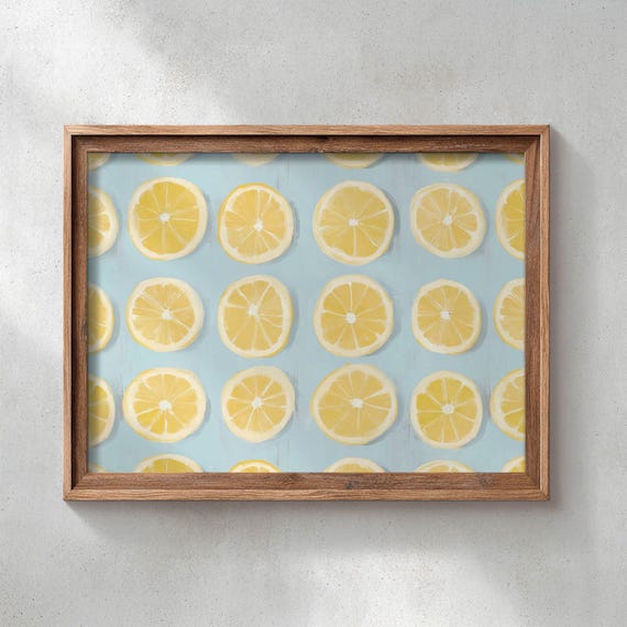 Sunny Yellow Lemon Slice Pattern Poster Print