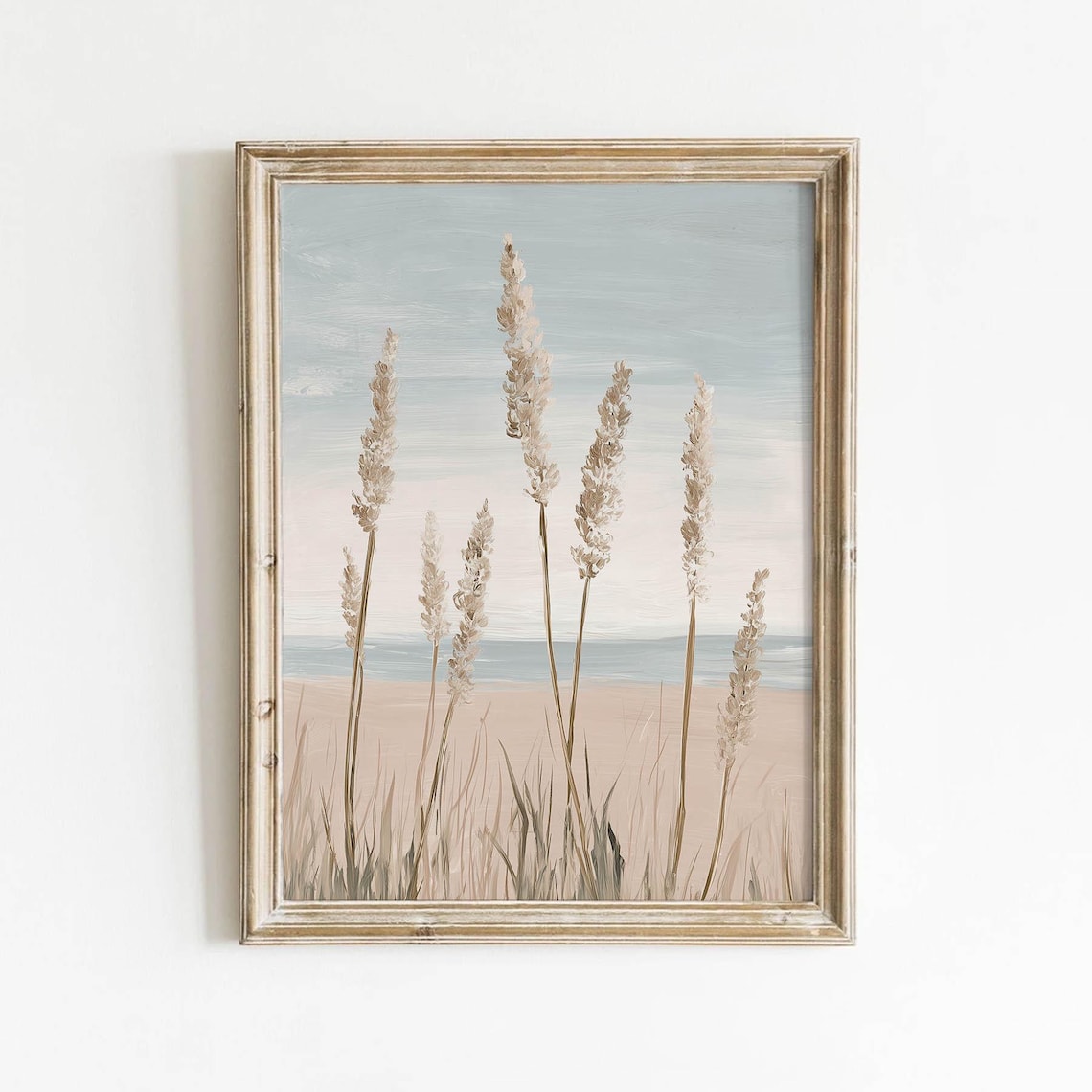 Neutral Beach Grasses - Minimalist Seascape Art Print