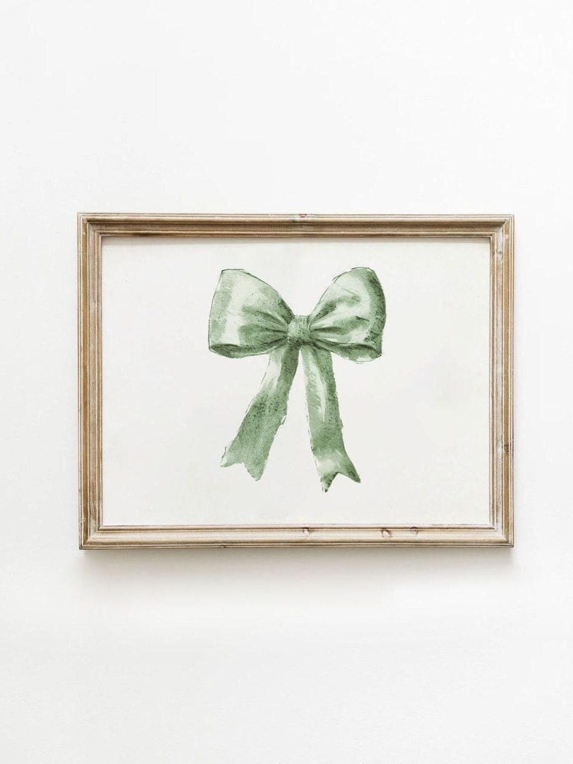 Sage Green Bow Watercolor Illustration Preppy Feminine Art Poster