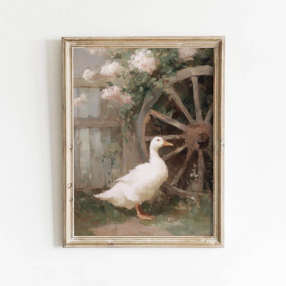 Rustic Goose Spring Printable Cottagecore Farmhouse Wall Art Vintage Style Decor Cozy Country Room Earthy Download 0253