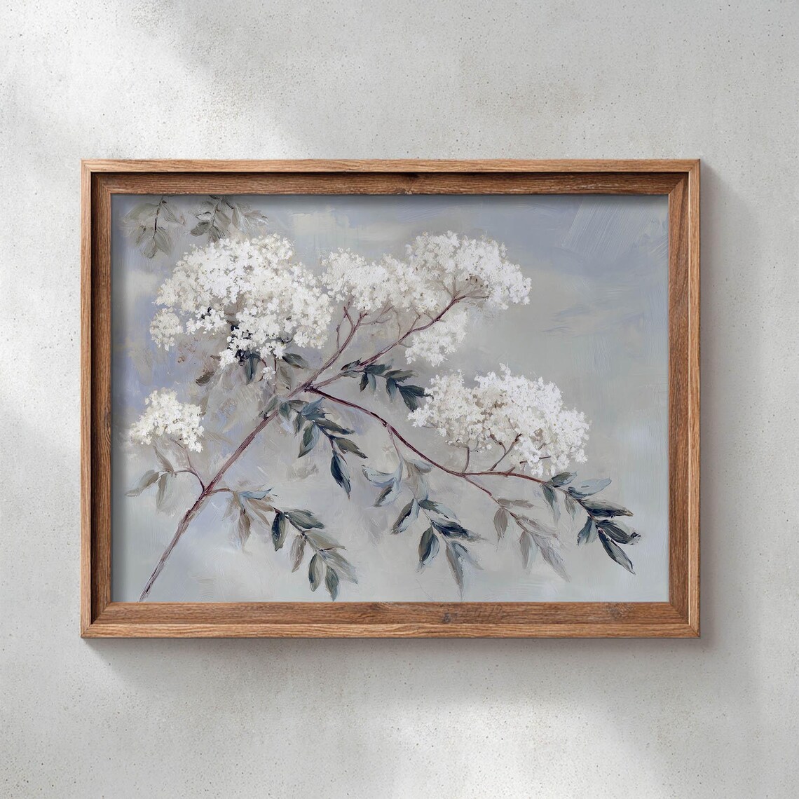 White Flowering Branch Botanical Oil Painting Art Print