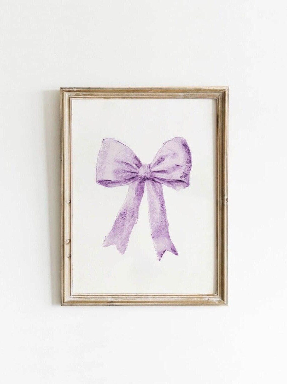 Purple Bow Preppy Wall Art Print, Retro Girly Style