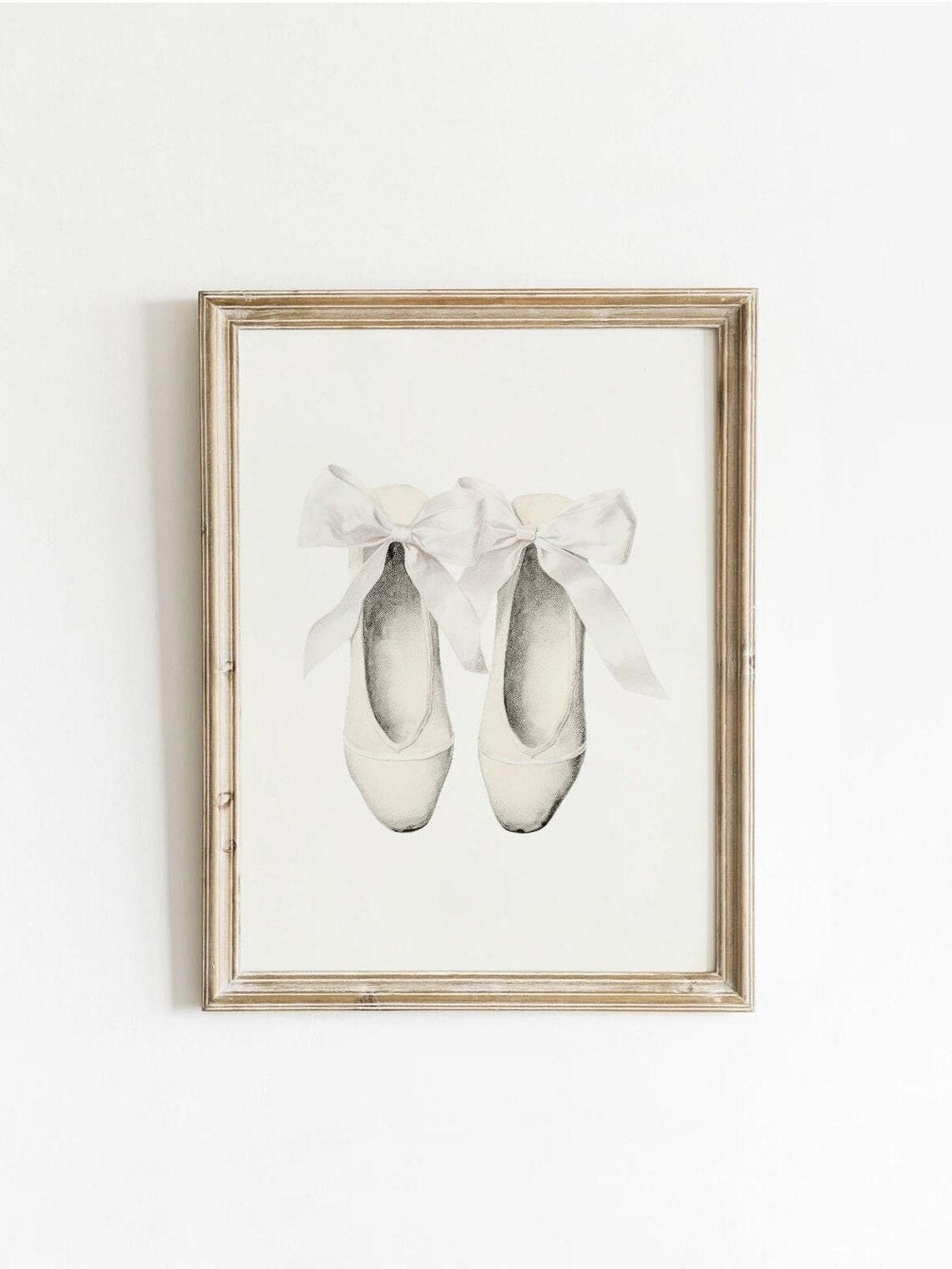 Ballet Slipper Vintage Bow Art Print, Retro Decor