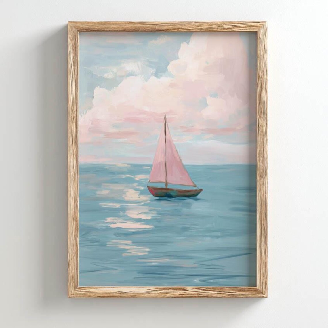 Sailboat With Pink Sail Poster Print, Nautical Art