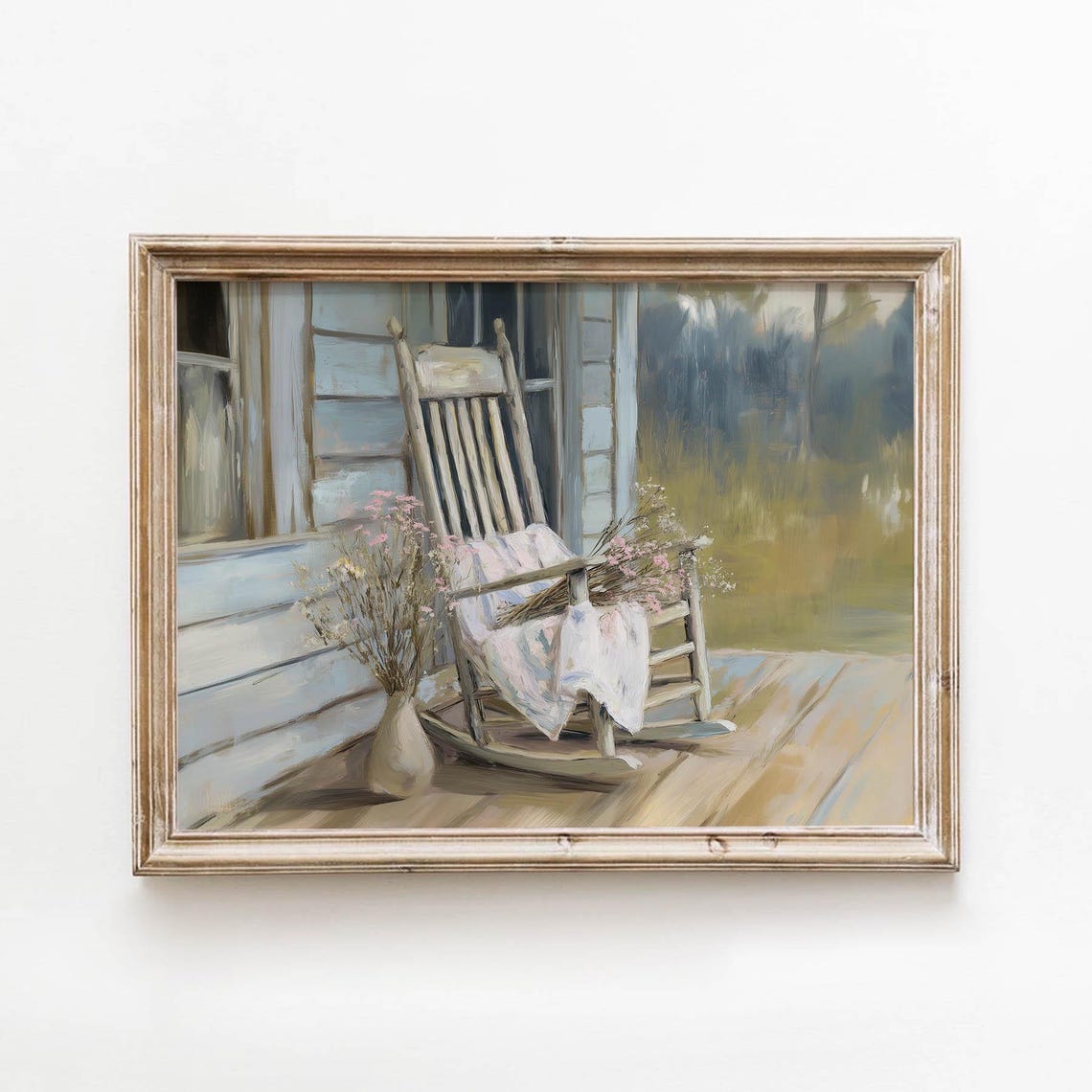 Vintage Rustic Rocking Chair Porch Soft Blanket Americana Poster