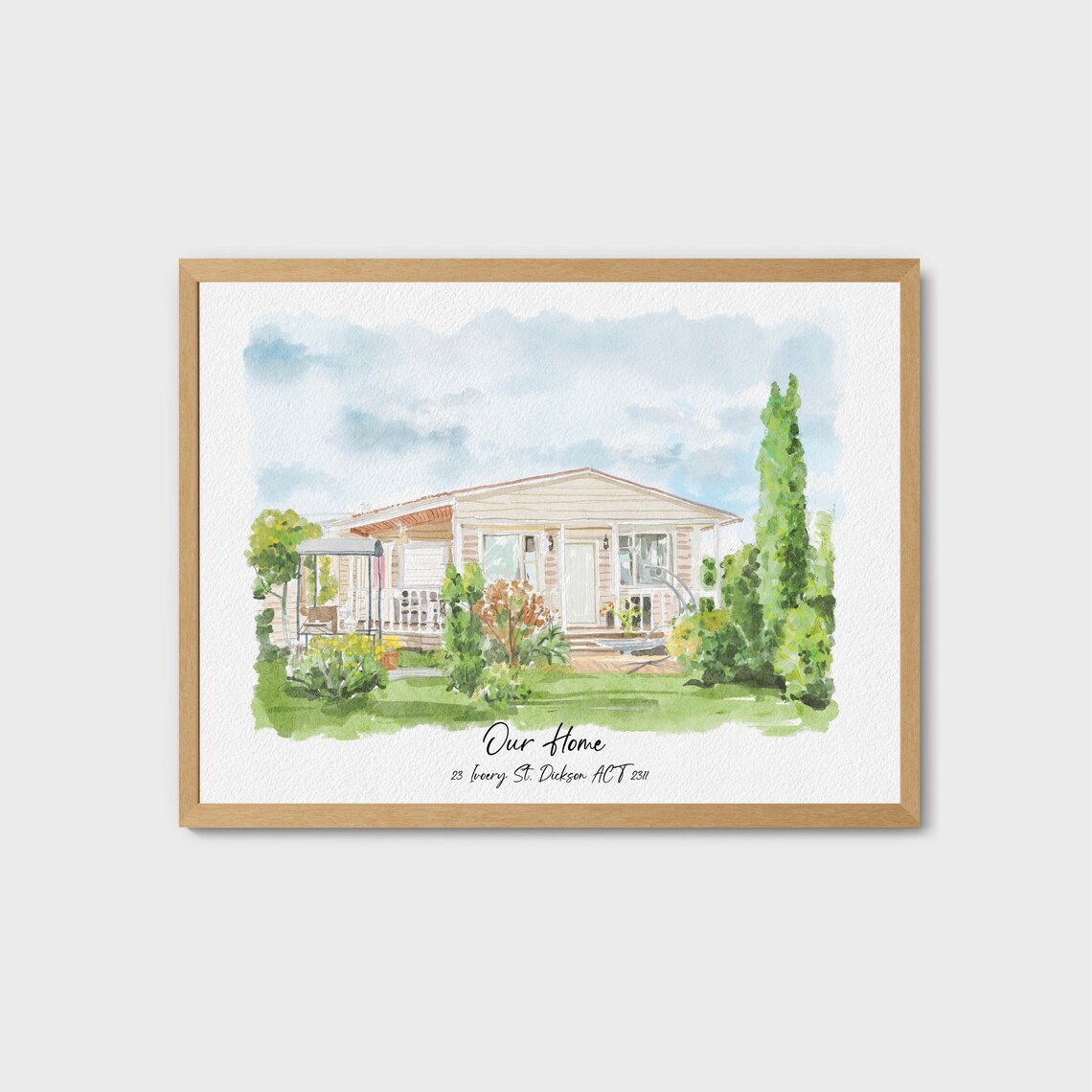 Hand-Drawn Watercolor House Portrait Art Print