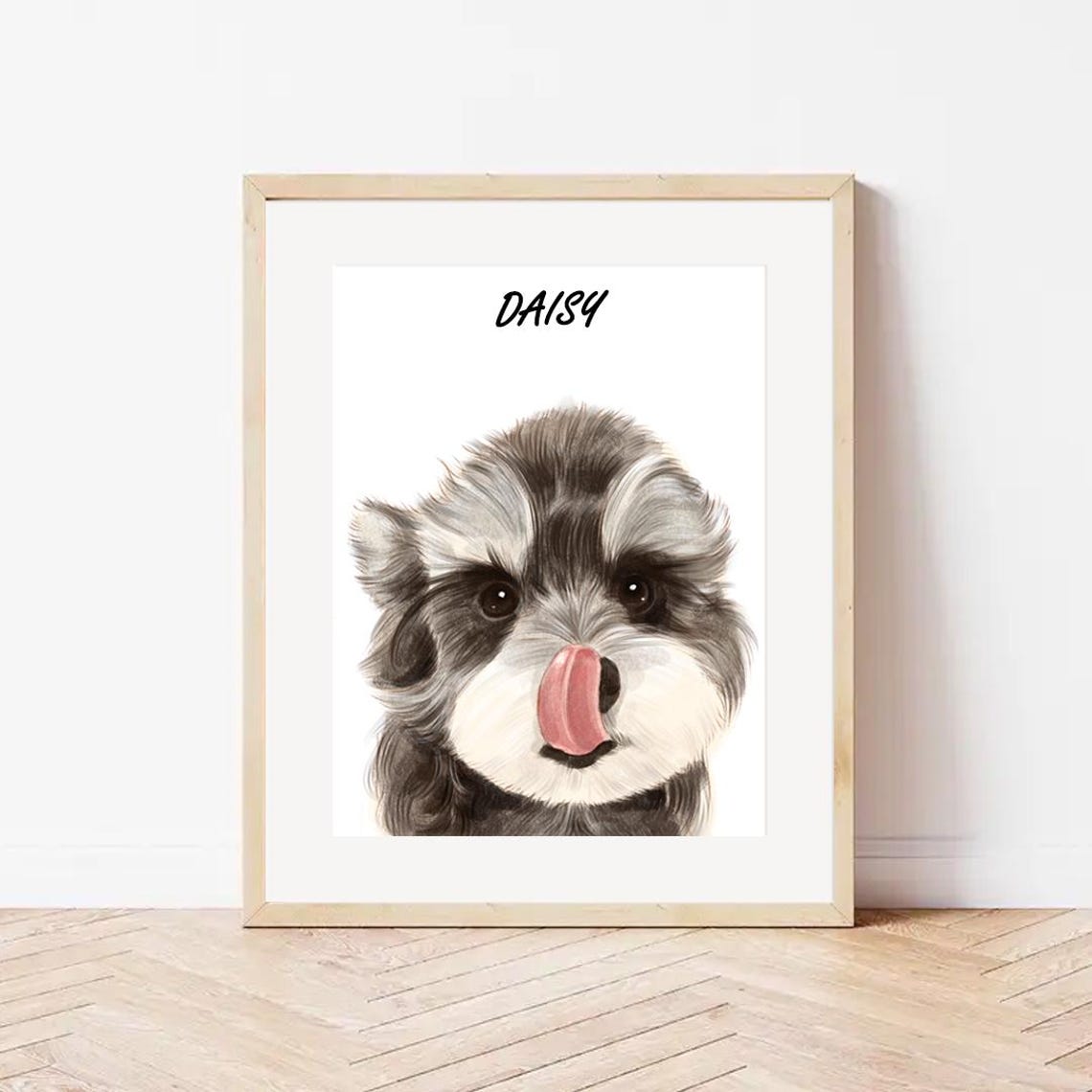 Pepe the Fluffy White Dog Cute Puppy Portrait Blue Background Wall Art - Image 2