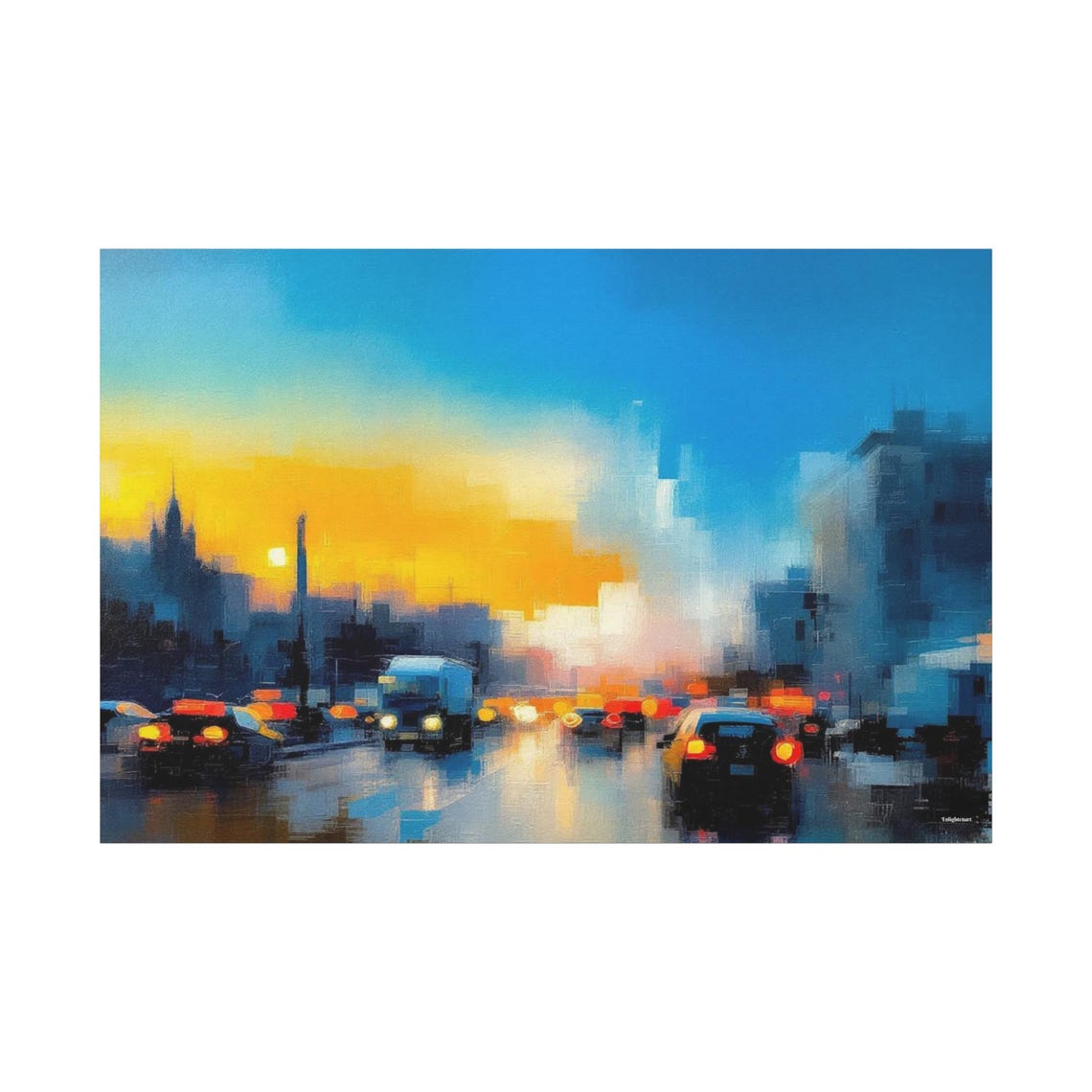Abstract City Commute Traffic Sunset Urban Painting Art Poster - Image 2