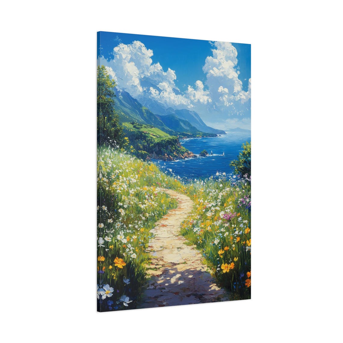 Wildflower Coastal Path Ocean Bay Mountain View Travel Poster - Image 2