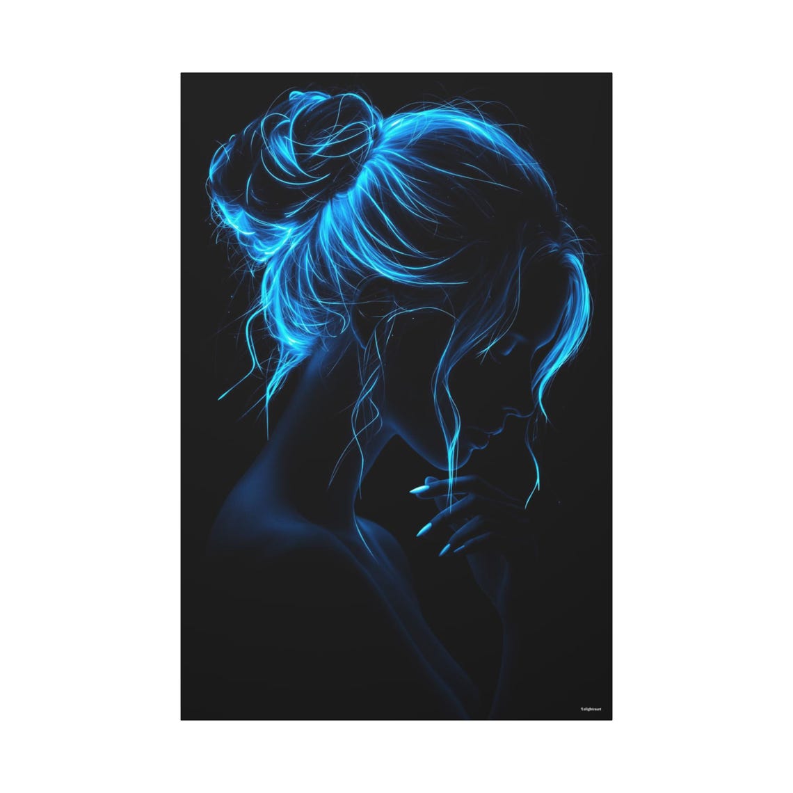Neon Female Portrait Art Print - Image 3