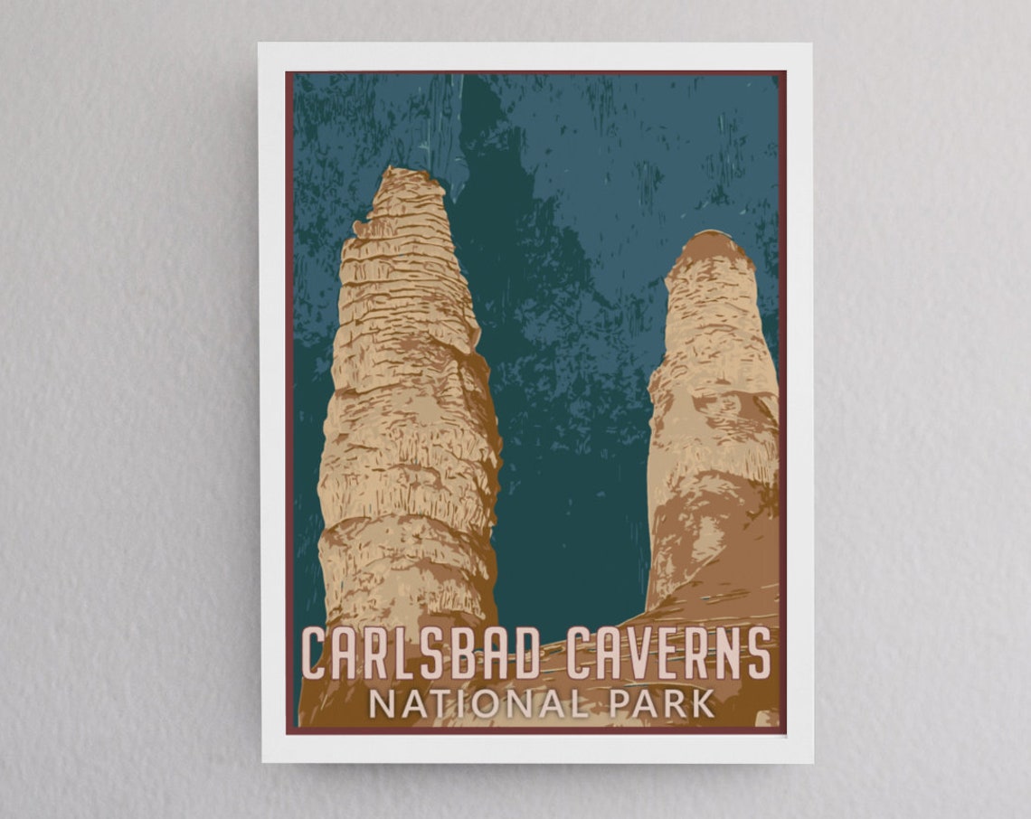 Carlsbad Caverns National Park Towering Stalagmites Cave Scenic Poster