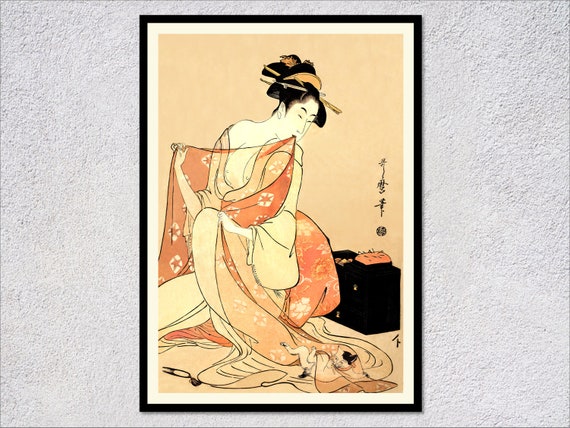 Kitagawa Utamaro Woman and Cat Ukiyo-E Art Print