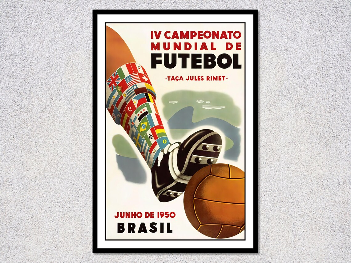 World Cup 1950 Brazil Promotional Travel Poster